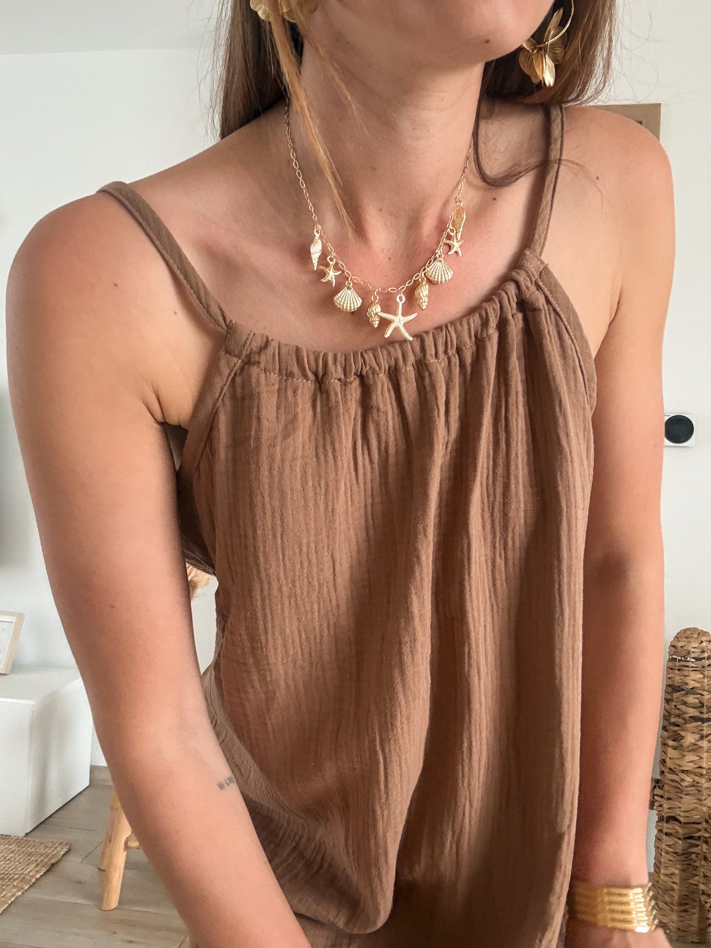 Robe en gaze de coton - Capuccino