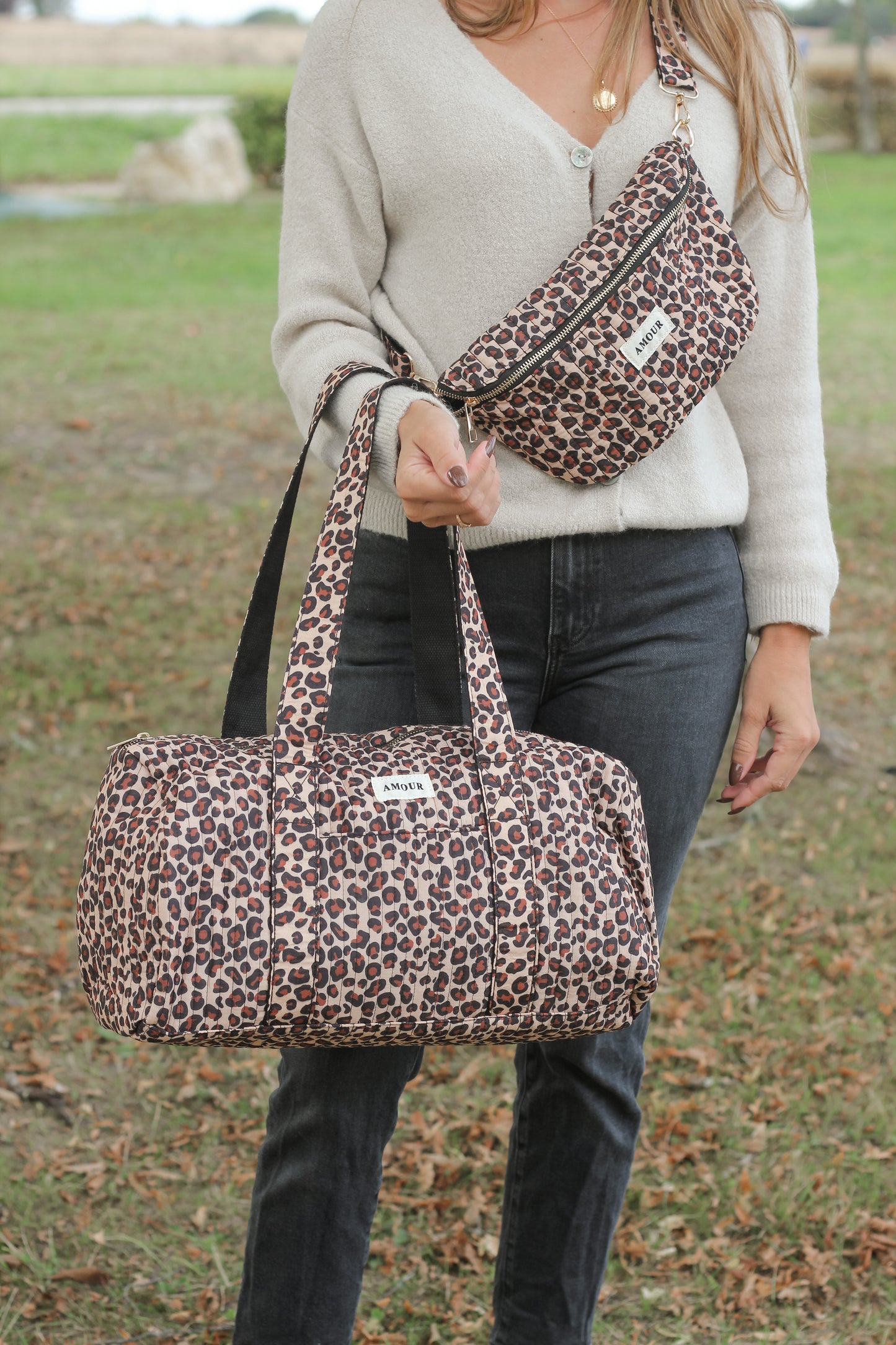 Sac week-end/maternité léopard - Amour