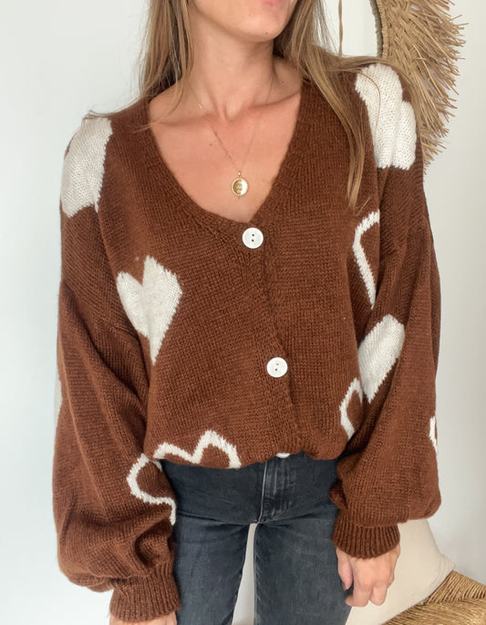 Gilet Coeurs - Chocolat