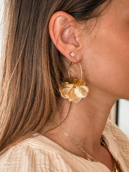 Boucles d’oreilles fleurs dorées