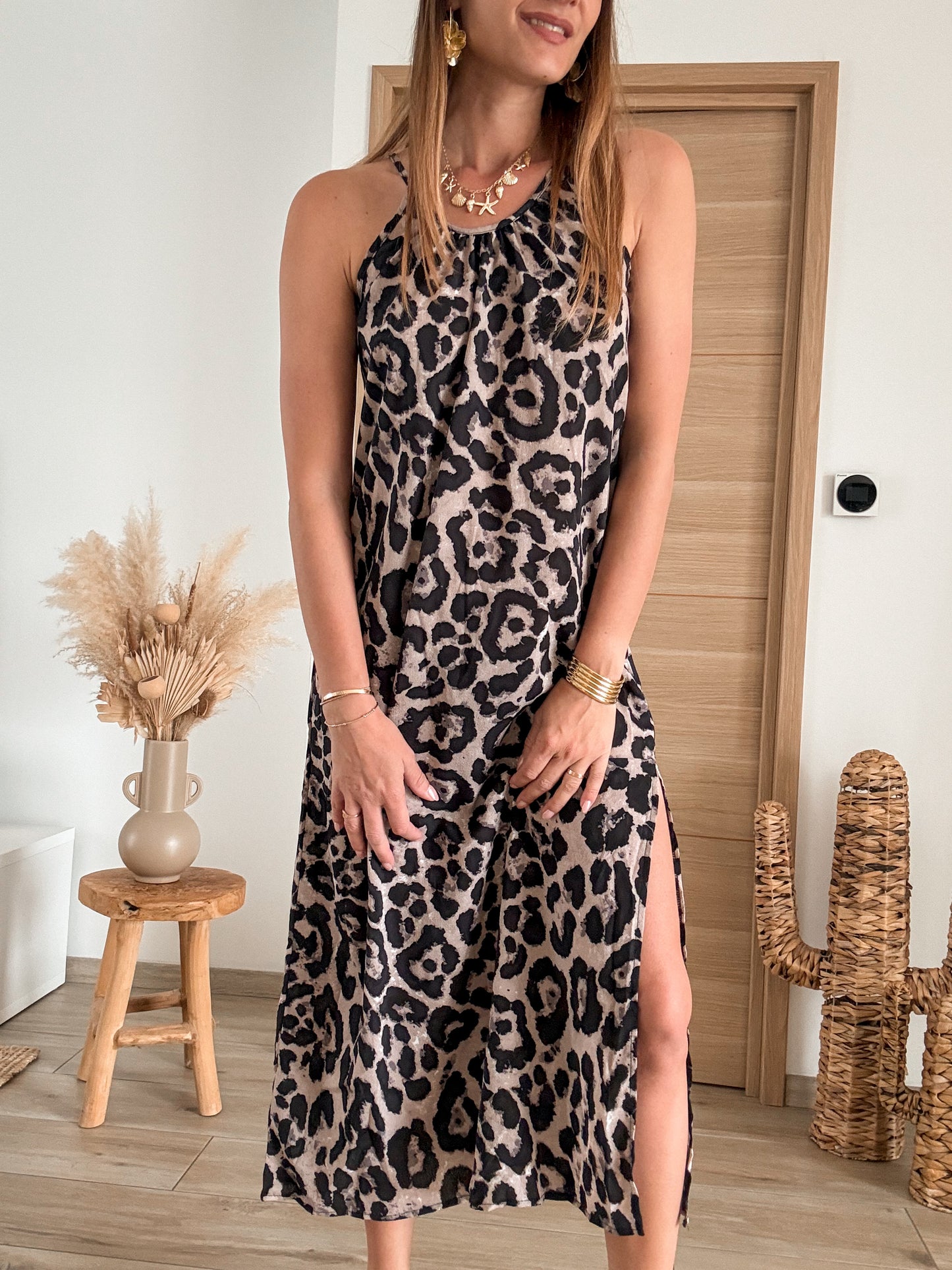 Robe longue léopard