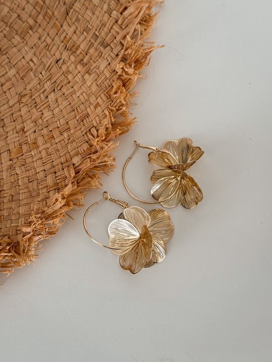 Boucles d’oreilles fleurs dorées